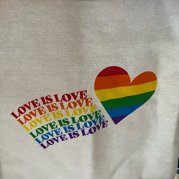 Love is Love Rainbow Tote Bag White 15” Pride Canvas - Picture 3 of 8